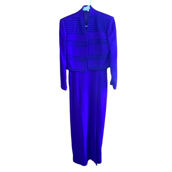 Rimini By Shaw Dresses & Skirts - Rimini By Shaw Dress Womens 6  Blue Evening Gown Jacket Set 100% Silk Elegant‎